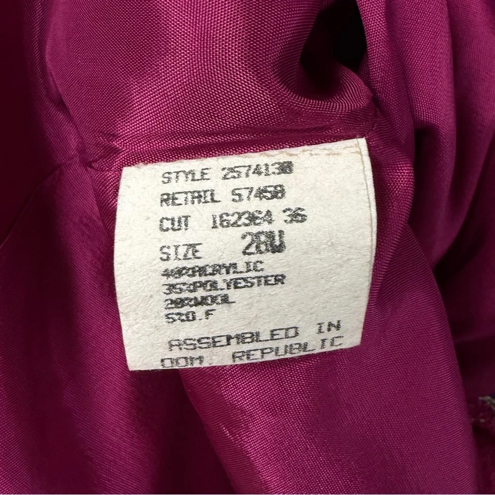 Koret Vintage Pink‎ Plaid Wool Blend Tweed Jacket Size 28W